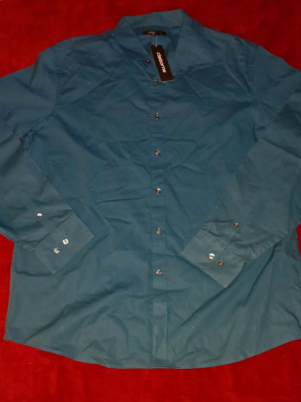 Claiborne Teal Blue Long-Sleeve Dress Shirt